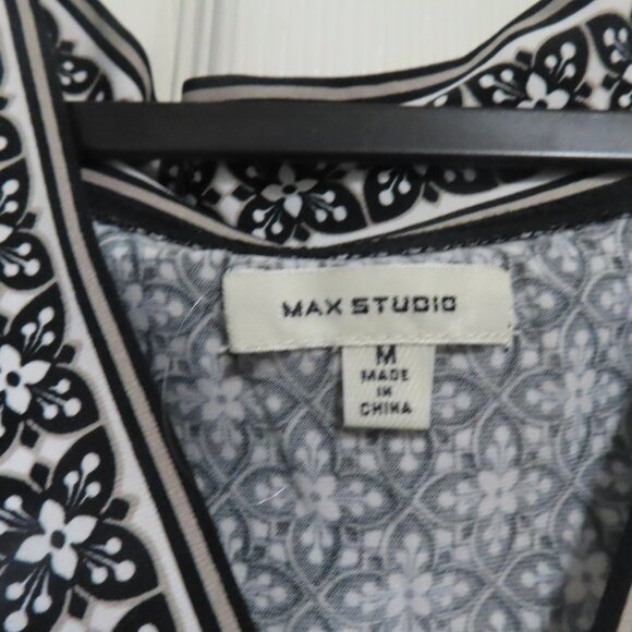 Max Studio Black and White Print Wrap Dress - Picture 4 of 4